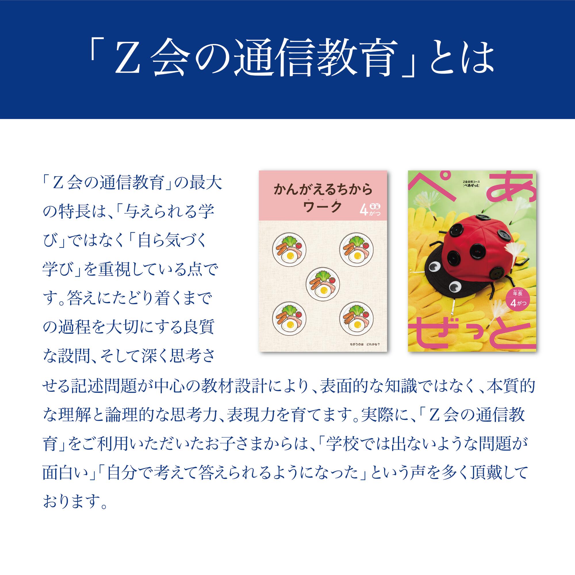 【ふるさと納税】 Z会 通信教育 クーポン 3000円分 幼児コース 教育 学習 通信 学び こども 幼児 教材 知育 早期教育 在宅学習 家庭学習 オンライン教育 デジタル学習 幼児教育 自宅学習 通信講座 通信教材 自宅教育 三島市 静岡県 サムネイル2