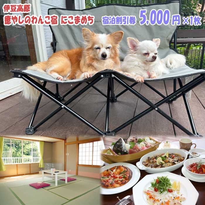 伊豆高原 癒やしのわんこ宿 にこまめち 宿泊割引券 5,000円×1枚