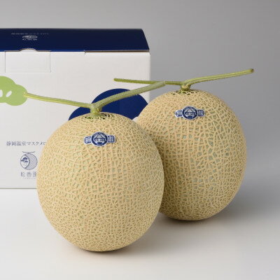 高級静岡温室マスクメロン大2個入(化粧箱入)_ メロン マスクメロン めろん 化粧箱 2個 大玉 果物 くだもの フルーツ 甘い おいしい デザート 産直 産地直送 贈答 ギフト プレゼント 静岡県 送料無料 【配送不可地域：離島・北海道・沖縄県】【1438714】