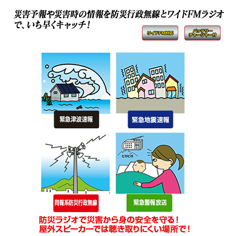 【ふるさと納税】 防災ラジオ ラジオ FMラジオ AMラジオ 防災 災害対策 無線 ACアダプタ リチウムイオン電池 バッテリー 非常時 充電 非常灯 約86g 地震 停電 アウトドア 旅行 レジャー トレッキング FC-W119RDWHW 焼津 a14-085 サムネイル3