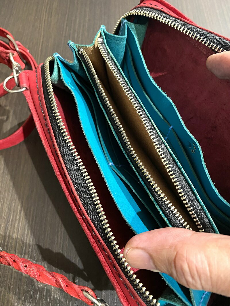 【ふるさと納税】 財布 ポシェット 長財布 牛革 牛ヌメ革 フルカービング 小さめ バッグ コイン カード 国産 b220-001 サムネイル3