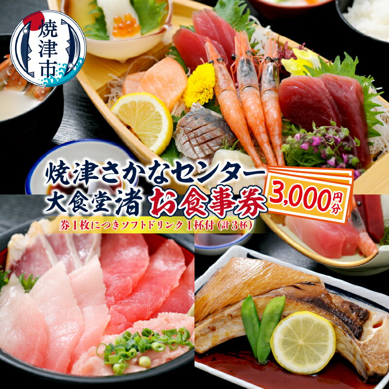 焼津市 ロシアン佐藤 チケット お食事券 クーポン さかなセンター 大食堂渚 ソフトドリンク付き 焼津 1,000円×3枚 a10-830