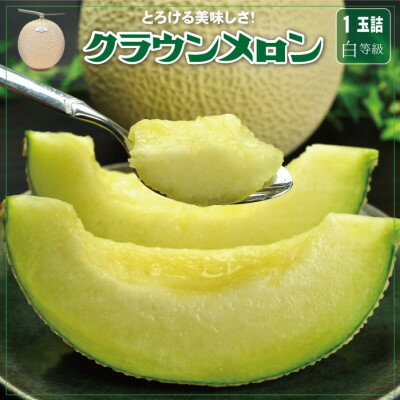 【濃厚な甘さ!】クラウンメロン(白級)1.0kg　1玉　ギフト箱入り【配送不可地域：離島・北海道・沖縄県】【1104230】