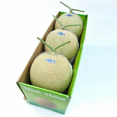 【ふるさと納税】【通年出荷】クラウンメロン(山等級)　3玉詰【配送不可地域：離島・北海道・沖縄県】【1104738】 サムネイル2