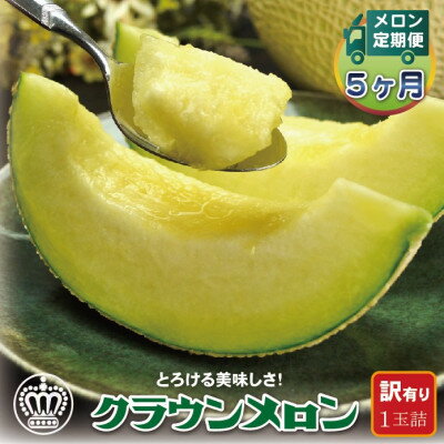 【毎月定期便】【訳あり】クラウンメロン 1玉 全5回【配送不可地域：離島・北海道・沖縄県】【4069731】