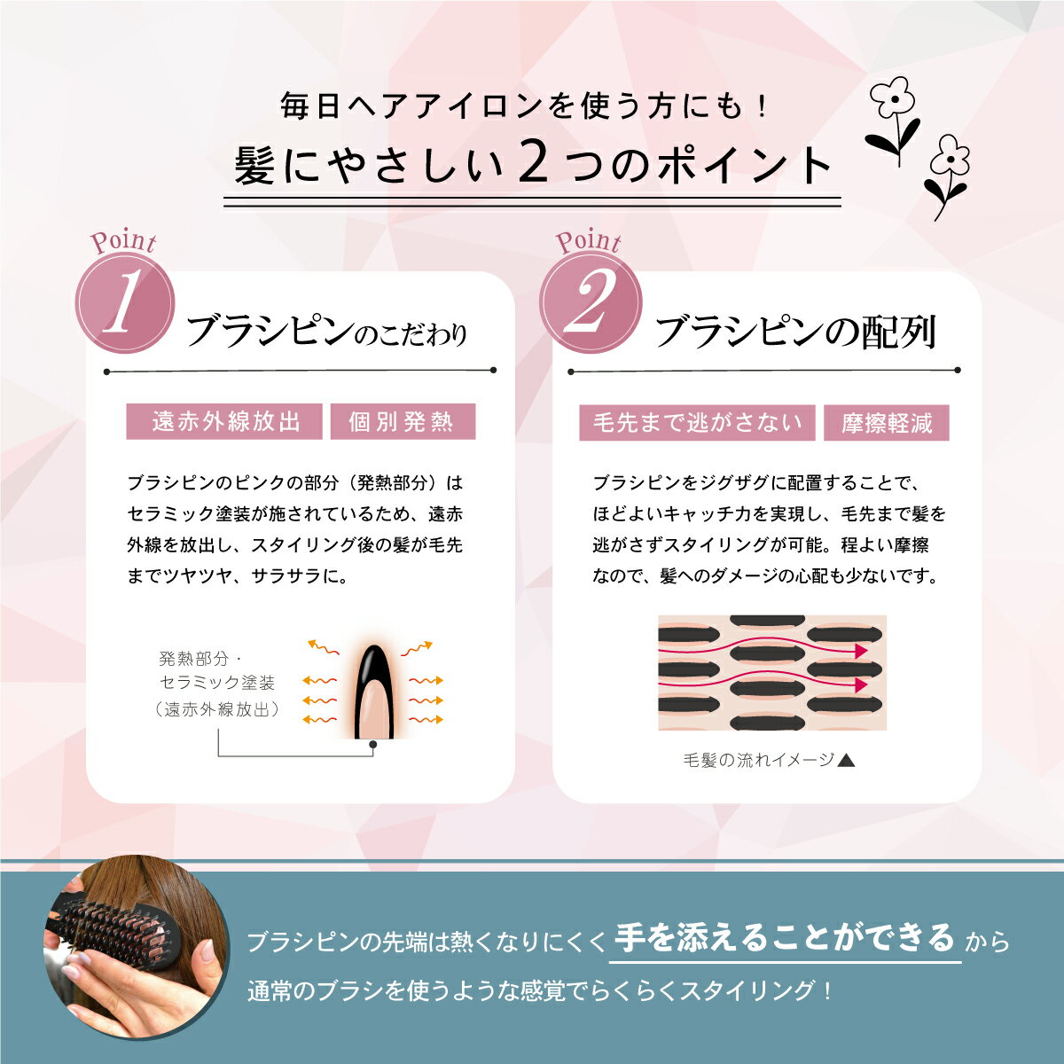 【ふるさと納税】 ヘアアイロン ケアライズ ミニ ブラシ 型 B-50 美容 髪 旅行 おでかけ 持ち運び 簡単 手軽 ショート ロング 静岡県 藤枝市 サムネイル3