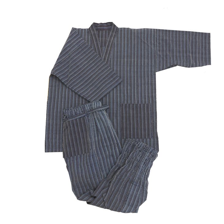 天然にこだわった自慢の逸品　【みくりや染織】正藍染手織り木綿作務衣上下一式（上下刺し子織り）