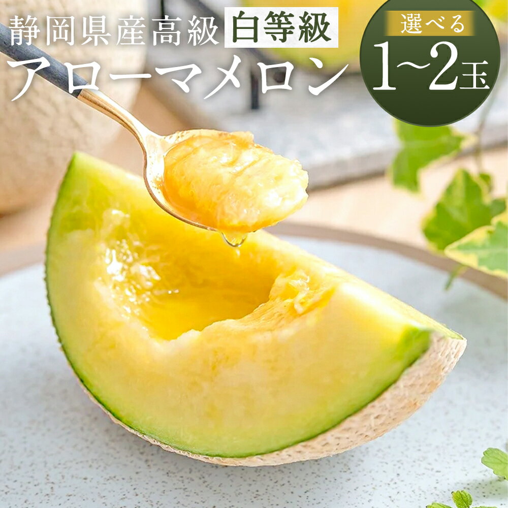 【選べる玉数】　静岡県産 高級 アローマメロン 白等級 1玉 もしくは 2玉 （1玉あたり 約1kg以上） メロン 高級メロン マスクメロン 温室 フルーツ 果物 化粧箱入 お取り寄せ 国産 静岡県 菊川市 送料無料 【通年受付・発送】