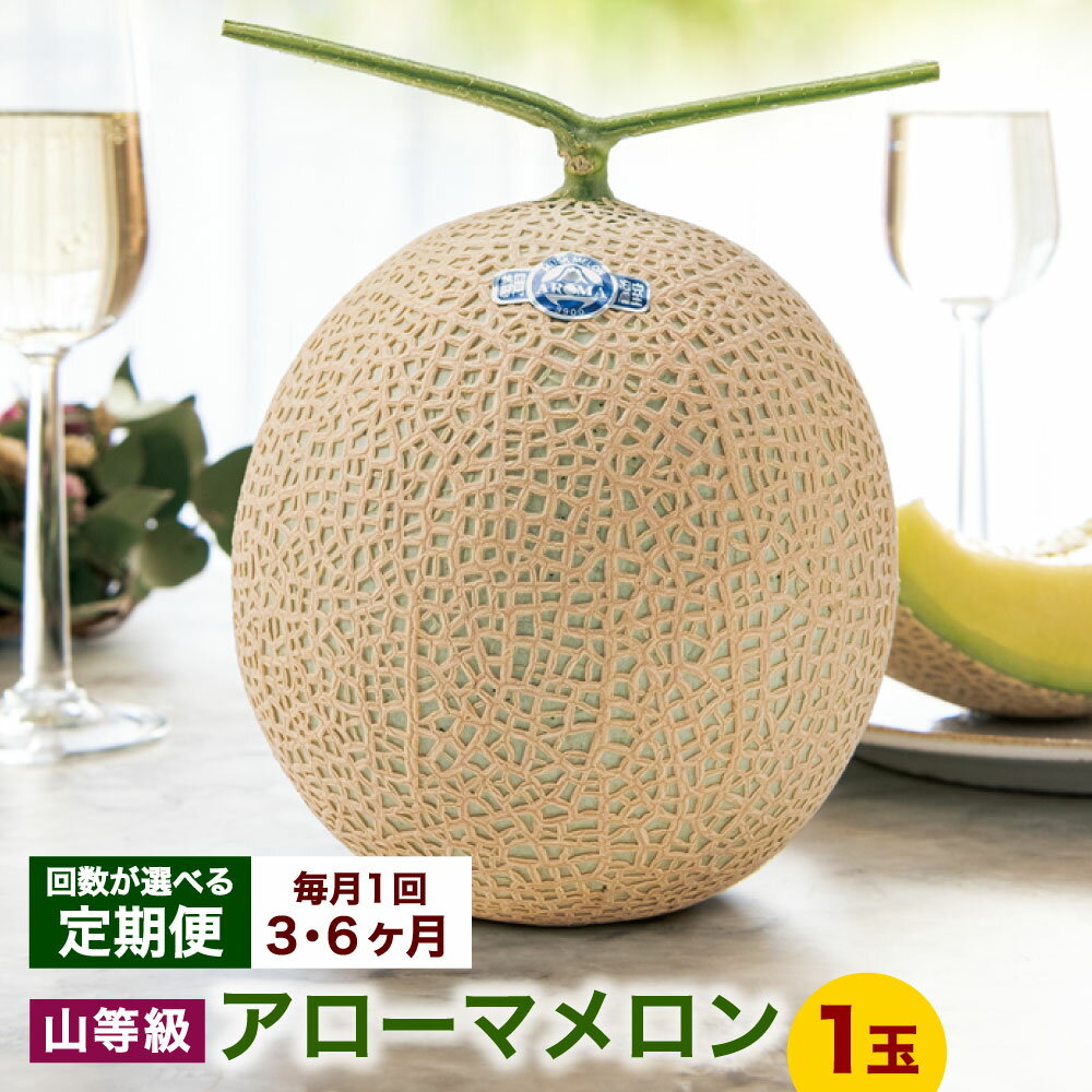 【選べる定期便】静岡県産 高級アローマメロン 山等級 1玉 約1.3kg以上＜定期便3ヶ月 または 6ヶ月＞メロン 高級メロン マスクメロン 温室 フルーツ 果物 化粧箱入 お取り寄せ 国産 静岡県 菊川市 送料無料【通年受付・発送】