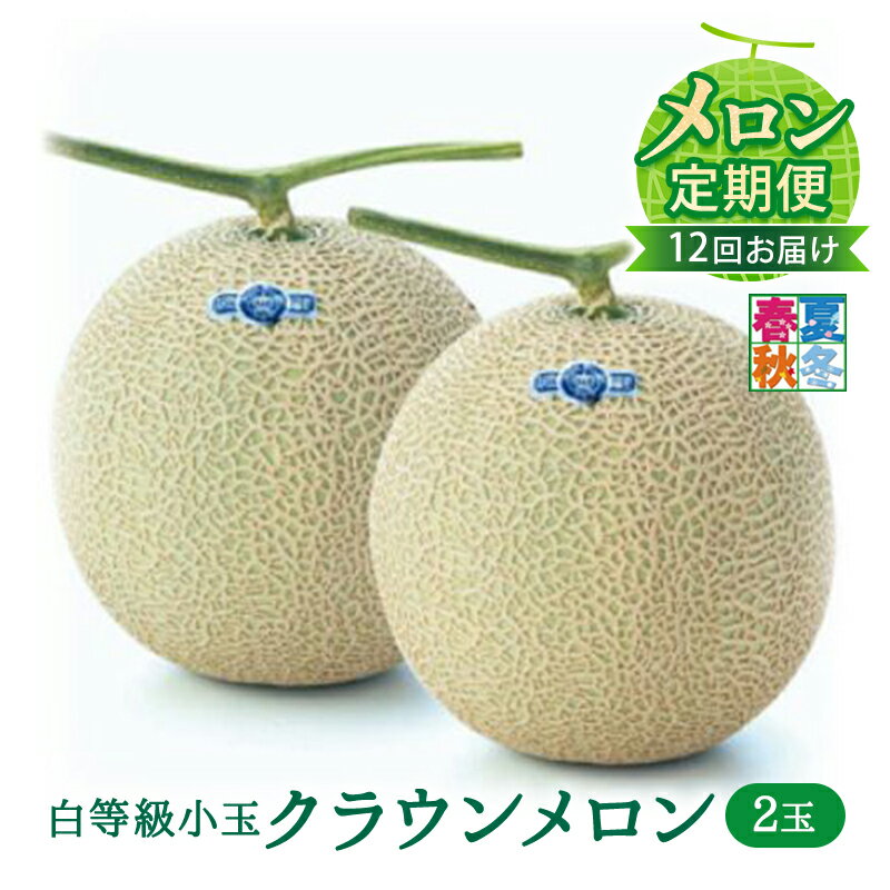 【メロン定期便】クラウンメロン（白等級） 小玉　2玉入【12か月連続】 果物類 メロン青肉 　お届け：翌月以降、初回発送から12ヶ月連続でお届けします。 ◆返礼品到着後、すぐに状態をご確認ください◆