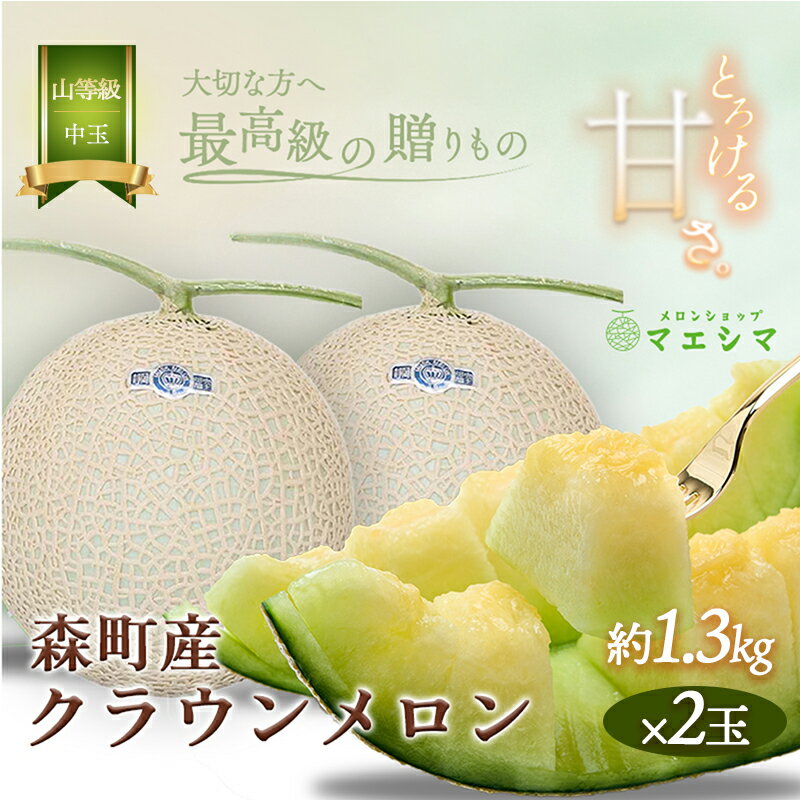 クラウンメロン【上（山等級）】中玉（1.3kg前後）2玉入り 果物類 メロン青肉 フルーツ