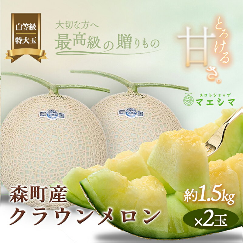 クラウンメロン 並 白等級 特大玉 1.5kg前後 2玉入り 果物類 メロン 青肉 マスクメロン フルーツ 果物 高級 高級メロン 高級フルーツ 旬のフルーツ 旬の果物 季節のフルーツ 季節の果物 静岡県産 静岡 静岡県 森町
