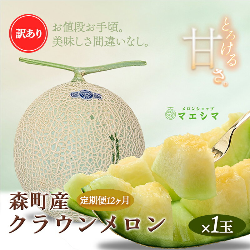 【12か月定期便】クラウンメロン 訳あり1玉