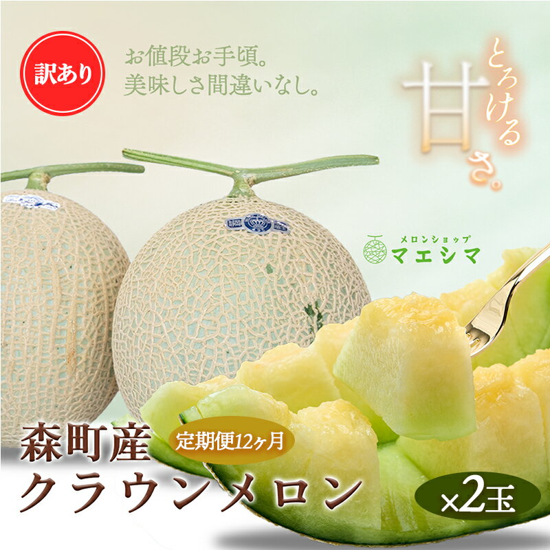 【12か月定期便】クラウンメロン 訳あり2玉