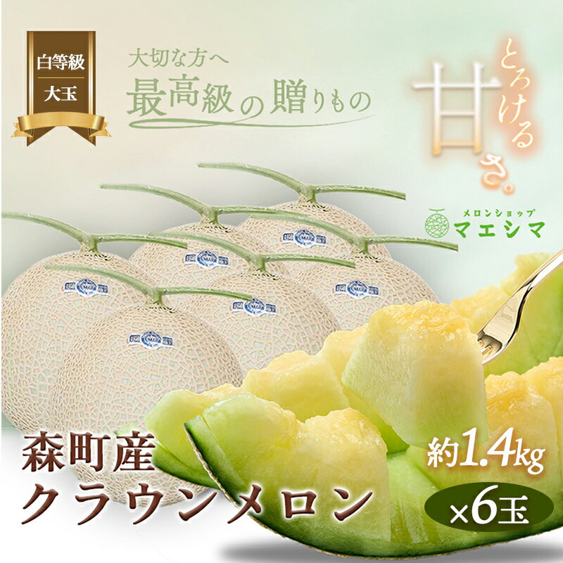 クラウンメロン【並（白等級）】大玉（1.4kg前後）6玉入り 果物 フルーツ メロン青肉 最高峰 上品な甘み とろける 柔らかな食感 高級メロン ブランド ブランドメロン デザート おやつ おもてなし