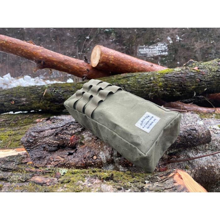 軍用蝋引きアーミーダック生地で作ったアメニティーボックス（4色）