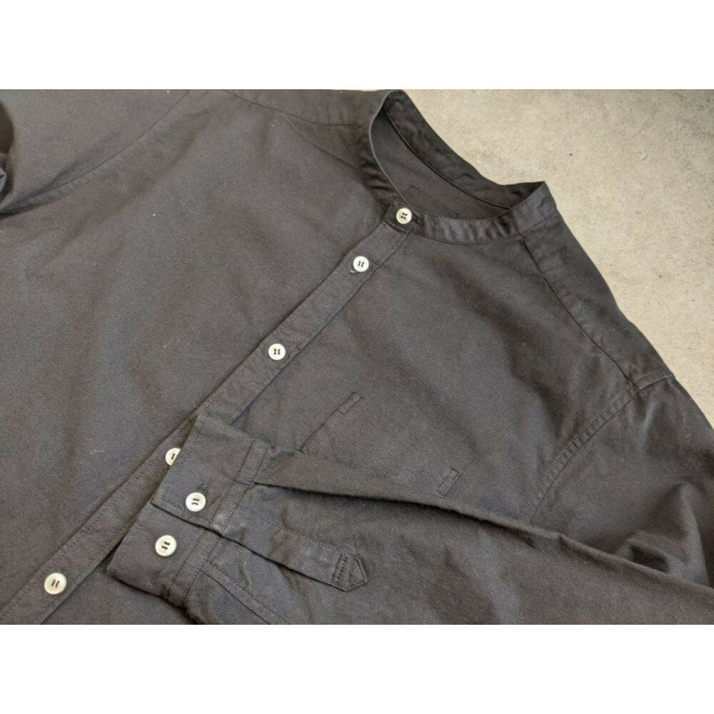 【ふるさと納税】OSOCU　 知多木綿　黒染め　バンドカラーシャツ　Lサイズ　名古屋黒紋付染 サムネイル2