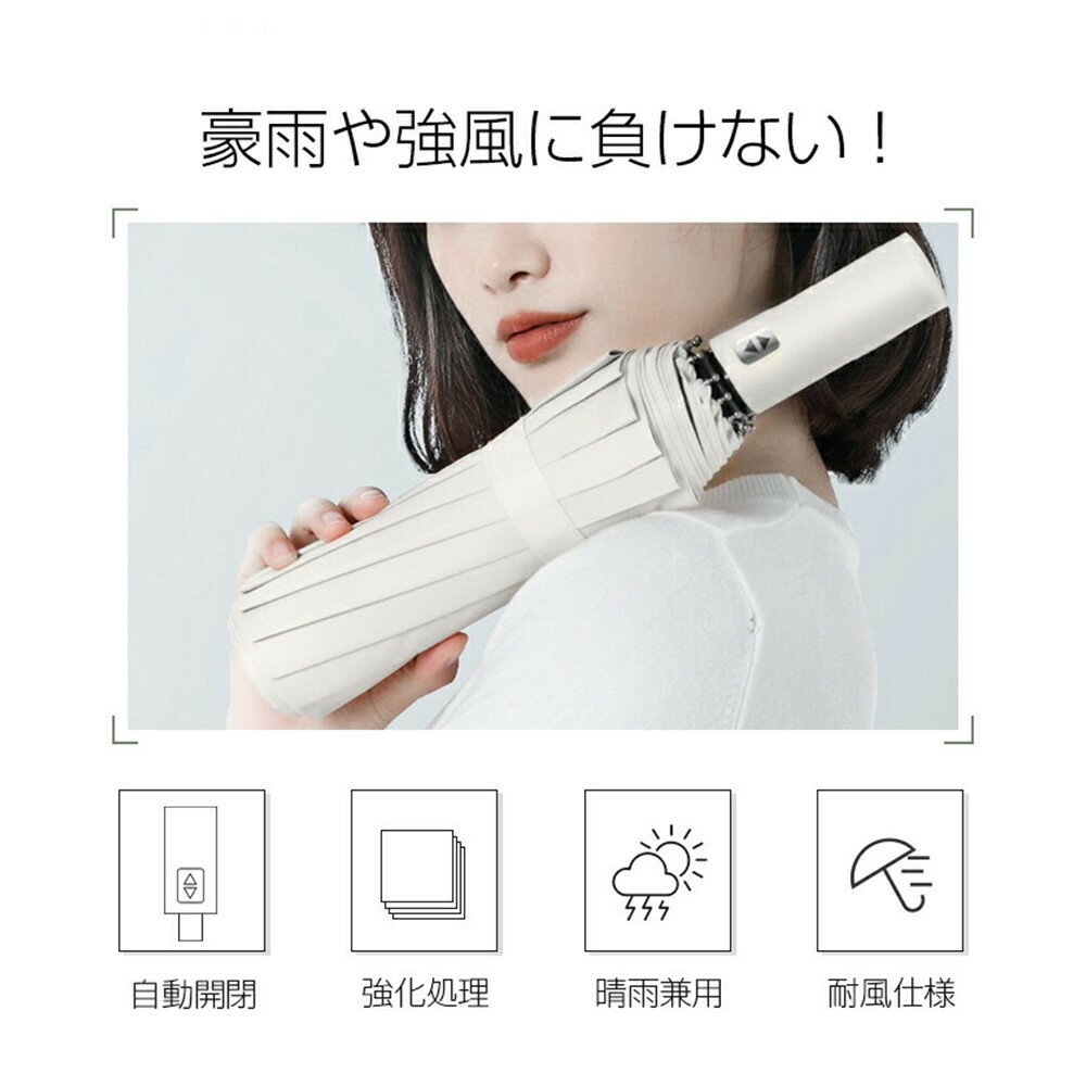 【ふるさと納税】【24本骨】【直径108cm】折りたたみ傘 自動開閉 紫外線遮断 UVカット 晴雨兼用 メンズ レディース おしゃれ 日傘 撥水 コンパクト 携帯便利 梅雨 耐風仕様 豪雨や強風に強い umbrella 90日保証付き サムネイル3