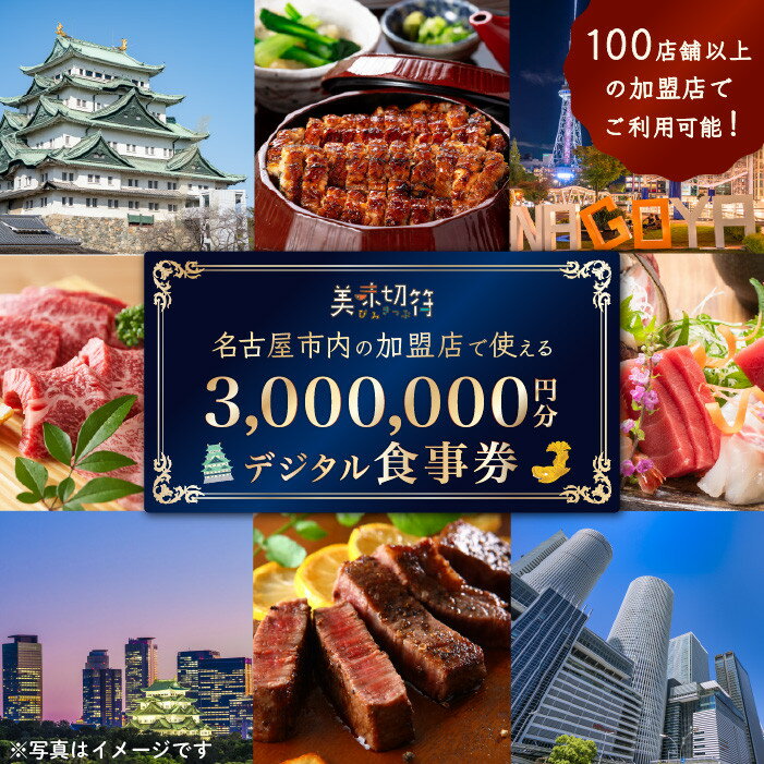 お食事券 電子マネー 愛知 名古屋市内の飲食店100店舗以上で使えるお食事券 モーニング・ランチ・ディナー 「美味切符」3,000,000円分