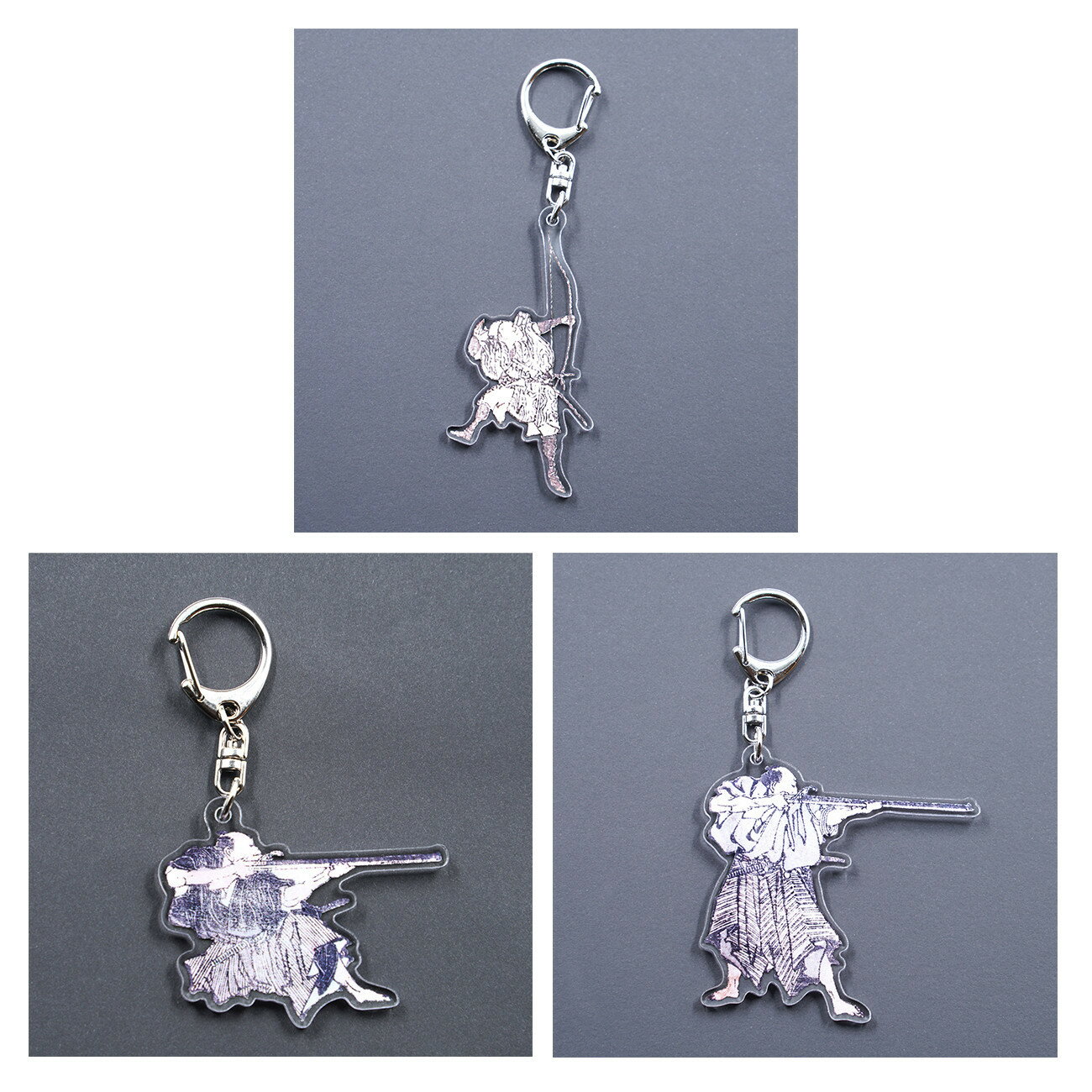 オリジナル【北斎漫画アクリルキーホルダー】3点セット／名古屋刀剣博物館