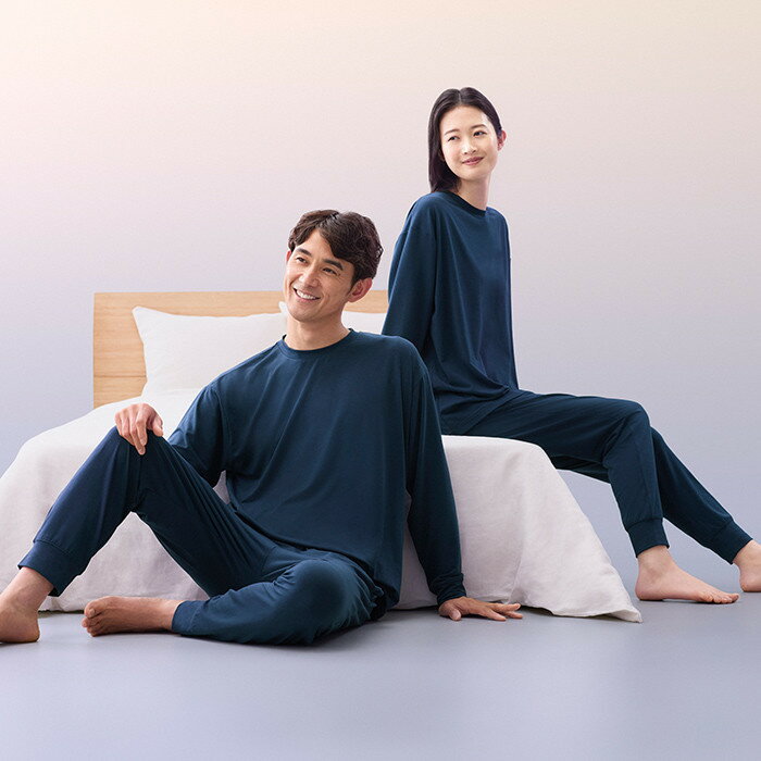 ★選べる★【男女兼用 ブルー】ReD スリープ プルオーバー長袖／ジョガーパンツ