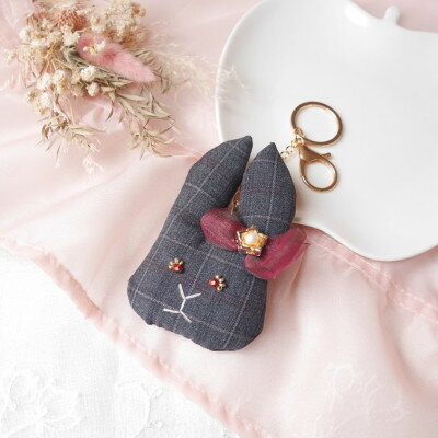 【高級スーツ生地使用】大人オシャレなうさぎのバッグチャーム【1451798】