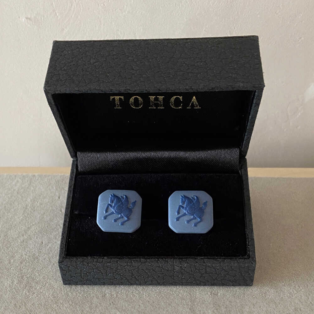 【ふるさと納税】＜カフス＞ オクタゴン ペガサス ネイビー / ネクタイ カフス スーツ 小物 ギフト 贈り物 / 瀬戸市 / 陶華[BBCD028] サムネイル3