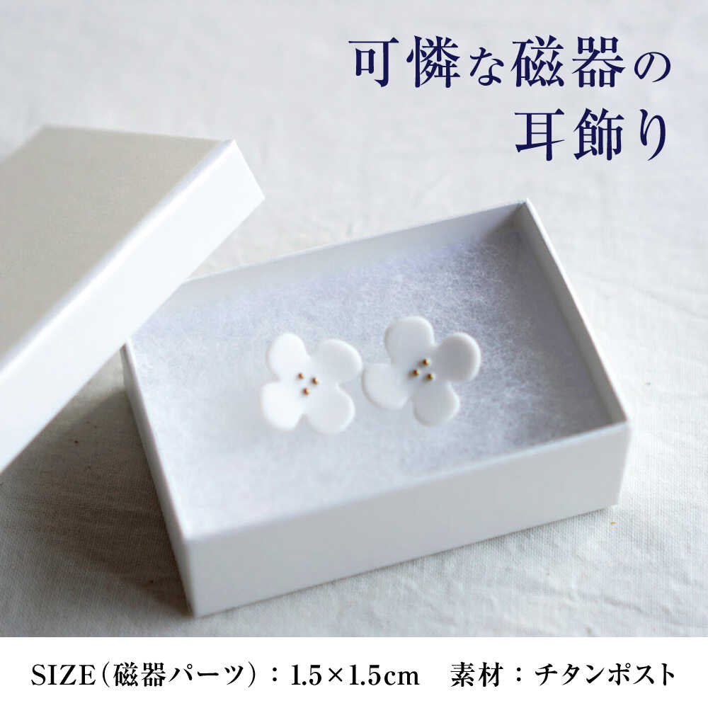 【ふるさと納税】【瀬戸焼】 眞窯 磁器のお花の耳飾り ピアス しろ 【眞窯】/ アクセサリー 耳飾り /瀬戸市[BBDK010] サムネイル2