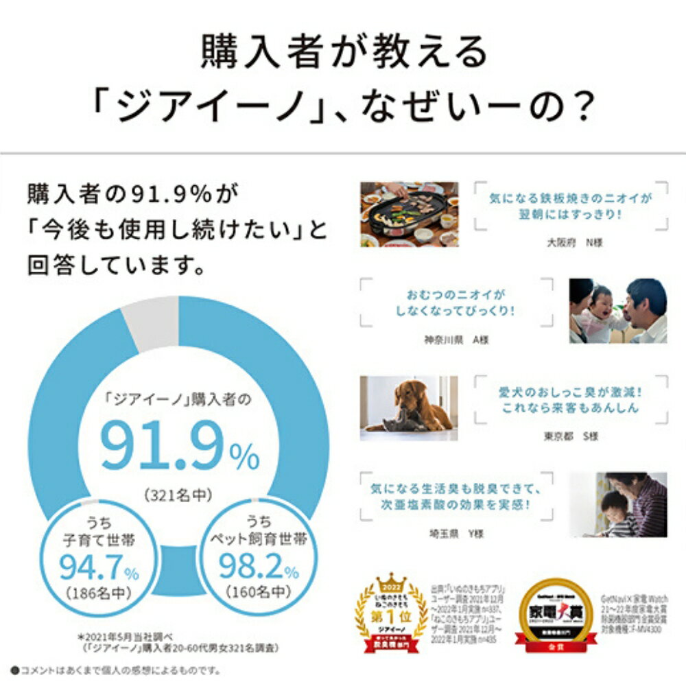 【ふるさと納税】「ジアイーノ」ペットエディション F-MV4420 次亜塩素酸 空間除菌脱臭機 【～18畳】 パナソニック Panasonic 空気清浄機 ペット 犬 猫 家電 除菌 脱臭 ウイルス対策 新生活 新生活準備 空間除菌 花粉症対策 集じん 次亜塩素酸　加湿 サムネイル2
