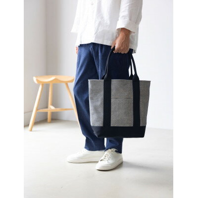 【ふるさと納税】三河木綿刺子織バッグ　sasicco OBIトート　(消防刺子)【1413041】 サムネイル3