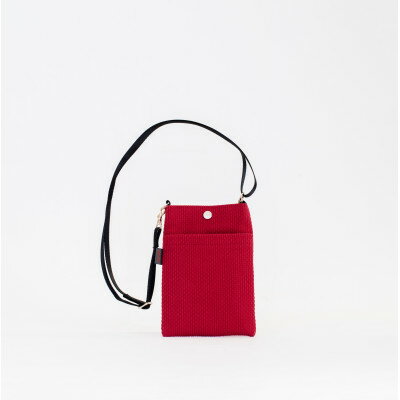三河木綿刺し子織　sasicco　スマホショルダー　赤【1690455】
