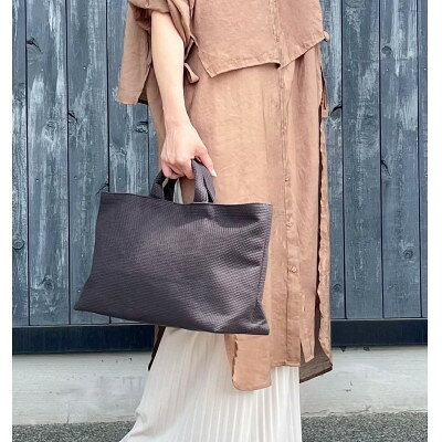 【ふるさと納税】三河木綿刺し子織　sasicco 舟形トートバッグ　グレー【配送不可地域：沖縄県】【1690536】 サムネイル3