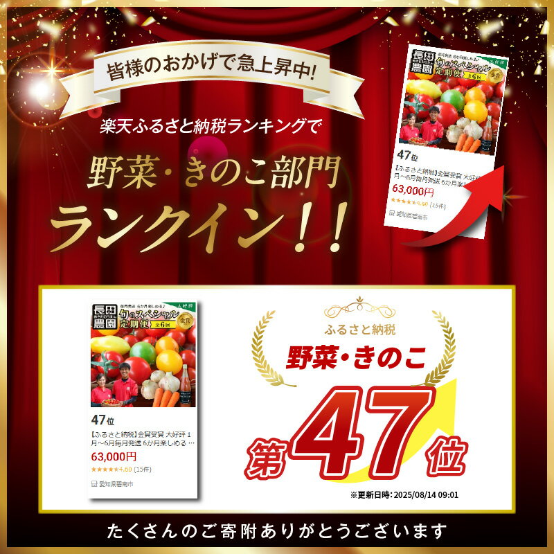 【ふるさと納税】旬 トマト ミニトマト その他野菜等 定期便 6回 1月〜6月毎月発送 金賞受賞 大好評 長田農園 ジュエリートマト トマトベリー さくらんぼトマト フルーツトマト ミニトマト トマトジュース にんじん 新たまねぎ セット 野菜 新鮮 産地直送 碧南市 送料無料 サムネイル2