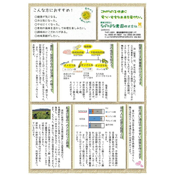 【ふるさと納税】＜愛知県産菜種100％使用＞なのはな油270g×24本 | 愛知県 愛知 豊田市 豊田 楽天ふるさと 納税 返礼品 支援品 支援 特産品 名産品 食品 食べ物 油 あぶら 菜種油 なたね油 食用油 植物油 料理 調理 植物油脂 なのはな油 国産 日本 お土産 オイル 植物性油 サムネイル3