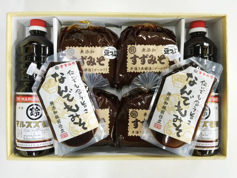 【ふるさと納税】すずみそ詰め合わせセット （なんでもみそ2個付き） S015-16 / 味噌 豆味噌 無添加味噌 たまり醤油 詰め合わせ 調味料セット しょうゆ 手造り すず味噌 醸造品 醸造 調味料 赤味噌 まめ味噌 西尾市 愛知県 8点セット MB サムネイル2