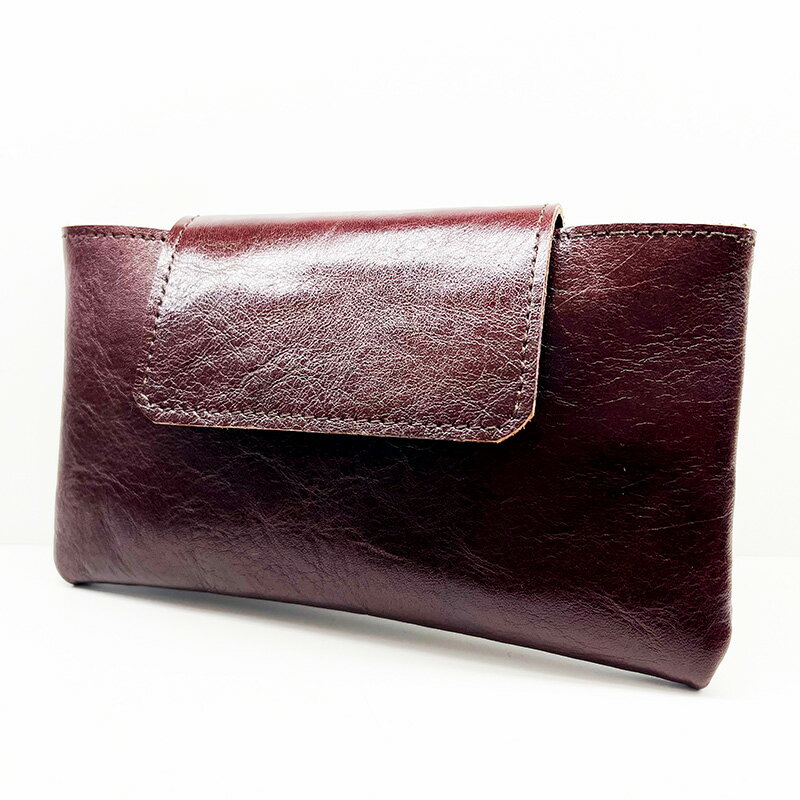 【ふるさと納税】本革 スマホケース 茶色（iPhone14plus、iPhone14promax対応） T095-18 / 腰に付けるスマホケース スマホポーチ スマートフォンポーチ ベルト装着型 ベルト通し 本革 日本製 革製品 ブラウン 職人 手作り 本革スマホケース マジックテープ式 愛知県 MB サムネイル2