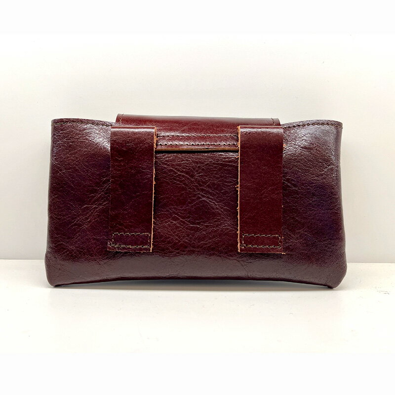 【ふるさと納税】本革 スマホケース 茶色（iPhone14plus、iPhone14promax対応） T095-18 / 腰に付けるスマホケース スマホポーチ スマートフォンポーチ ベルト装着型 ベルト通し 本革 日本製 革製品 ブラウン 職人 手作り 本革スマホケース マジックテープ式 愛知県 MB サムネイル3