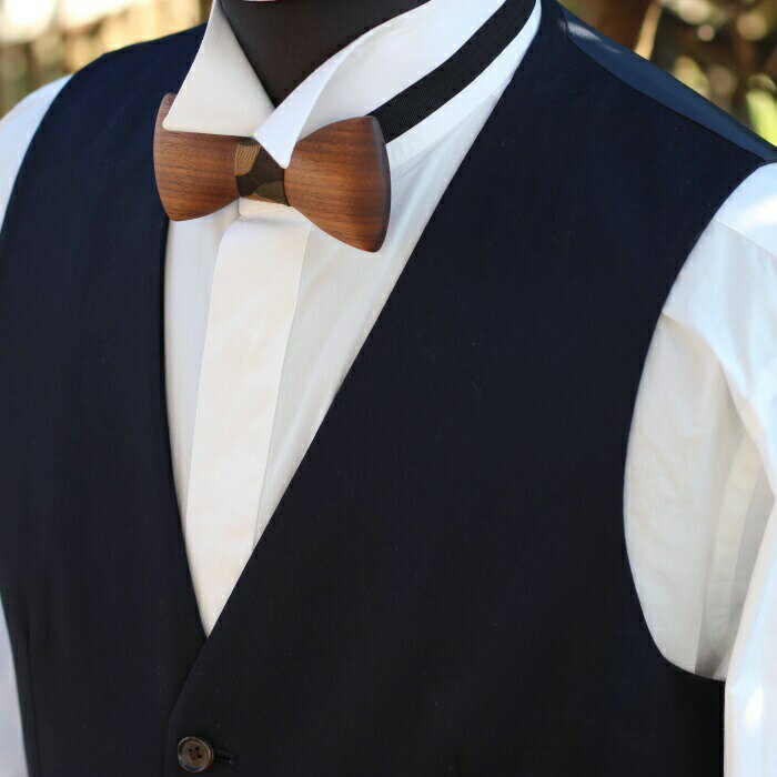 【一点物：ハンドメイド】オリジナル木製蝶ネクタイ（ウォールナット） ｜ パーティ イベント 入園式 卒園式 蝶ネクタイ ネクタイ メンズ 日本製 木製 新郎 蝶タイ お色直し 披露宴 お祝い 記念日 記念撮影 ファッション おしゃれ 小物