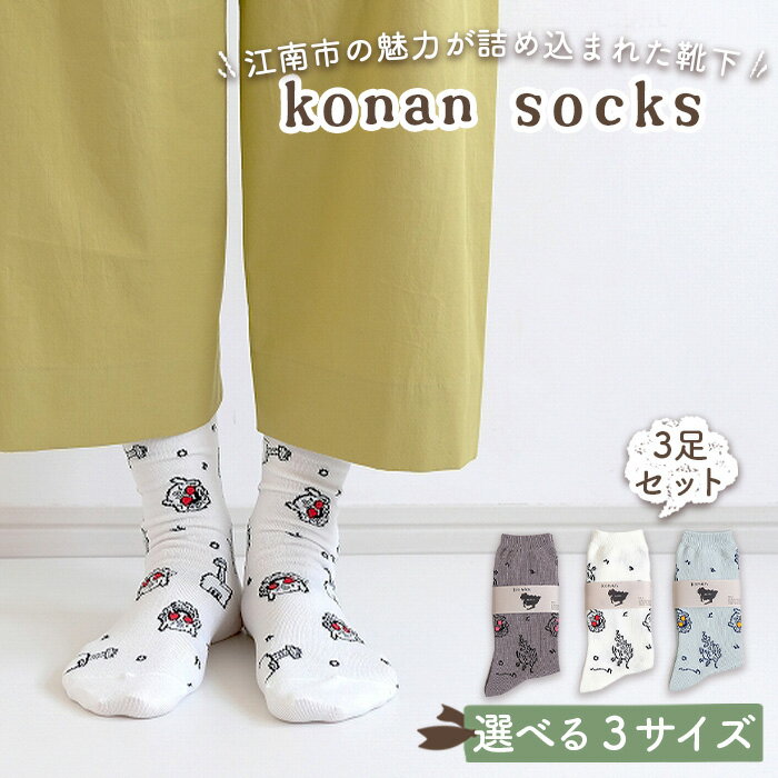 konan socks 3色セット ／ ソックス 藤 すいとぴあ江南 サングラス大仏 足 ユーモア 靴下 くつした くつ下 おみやげ 土屋未久 愛知県 No.252