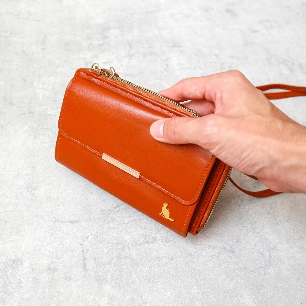 【ふるさと納税】スマホショルダー 財布　ねこ ショルダーウォレット スマホポシェット スマホポーチ 猫 サムネイル2