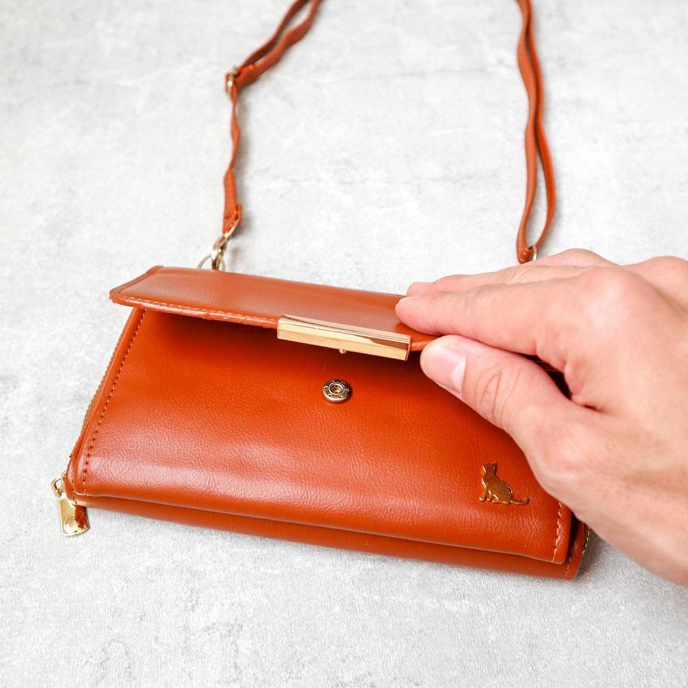 【ふるさと納税】スマホショルダー 財布　ねこ ショルダーウォレット スマホポシェット スマホポーチ 猫 サムネイル3