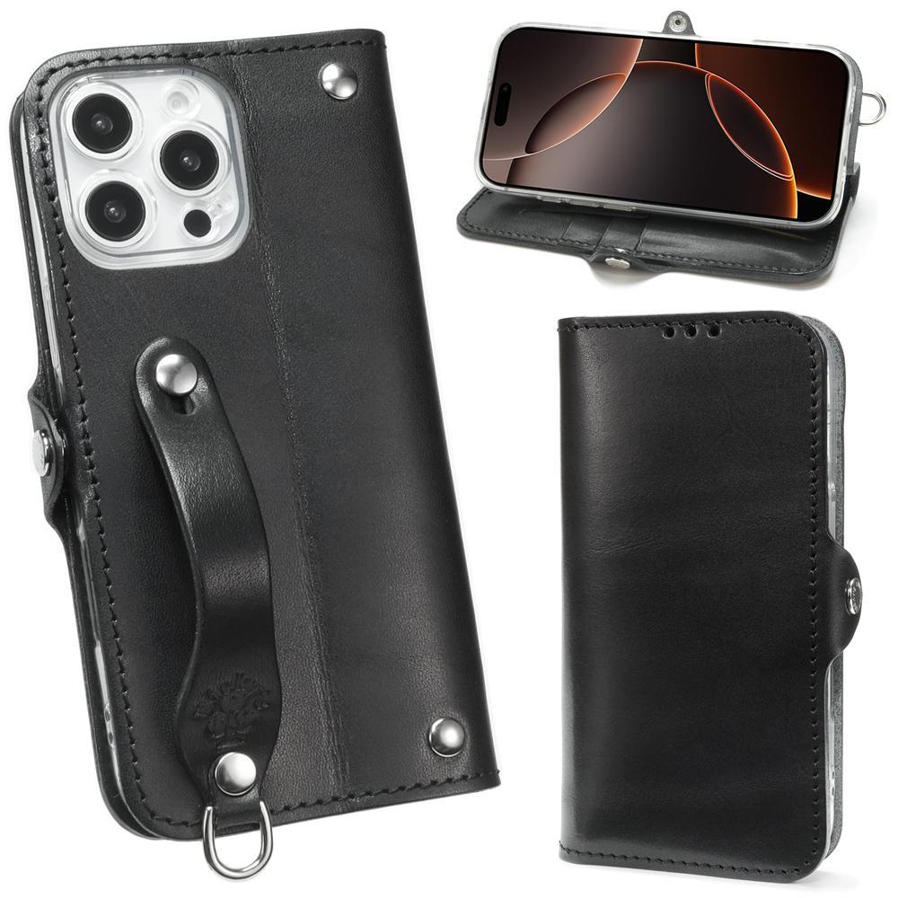 EFGS iPhone 16ProMax 手帳型 ケース 栃木ブラック 【左開き】 TPU スタンド カード入れ ベルト付き 栃木レザー 本革 リッキーズ | 雑貨 日用品 人気 おすすめ 送料無料