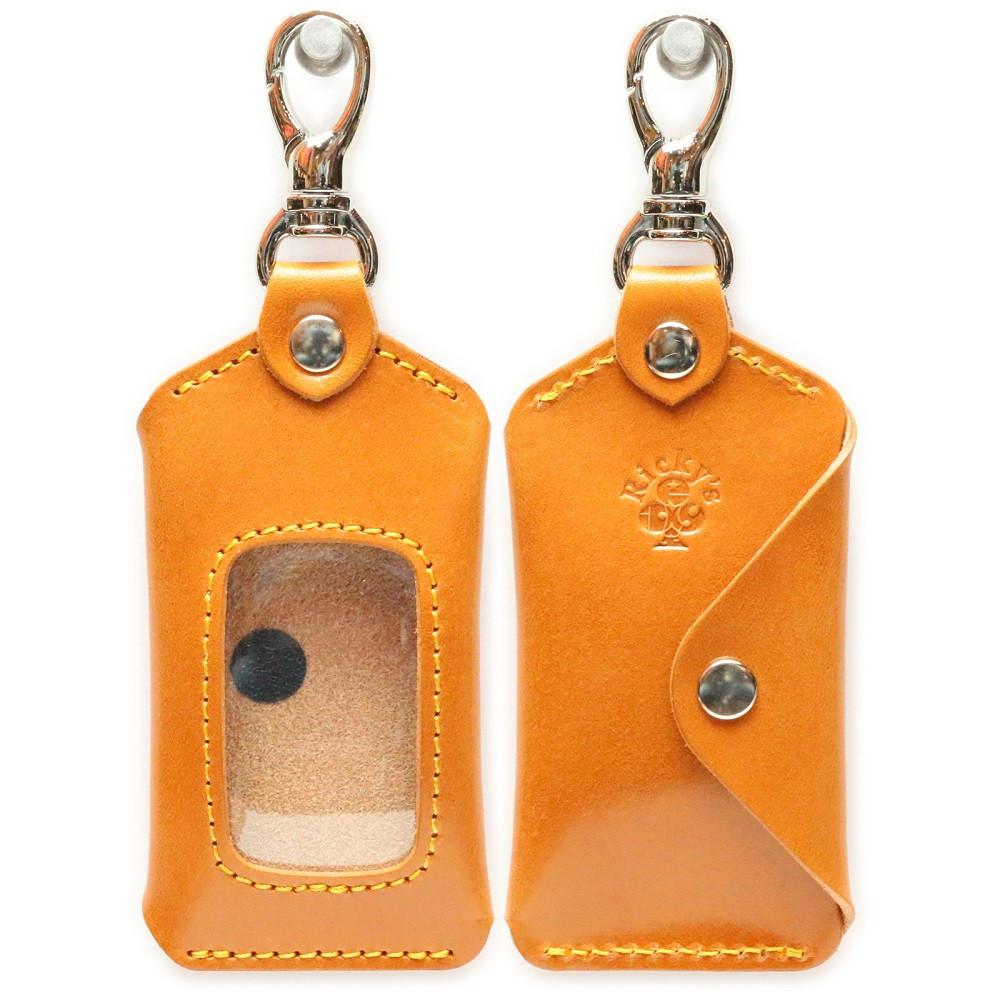 スマートキーケース Sサイズ 栃木キャメル 【Ricky’s】 クリア窓付き 栃木レザー 本革 リッキーズ