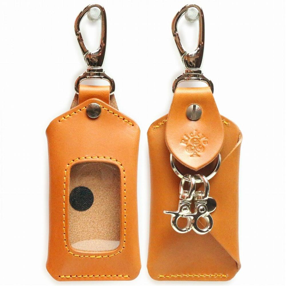 スマートキーバッグホルダー Sサイズ 栃木キャメル 【Ricky’s】 クリア窓付き 栃木レザー 本革 リッキーズ