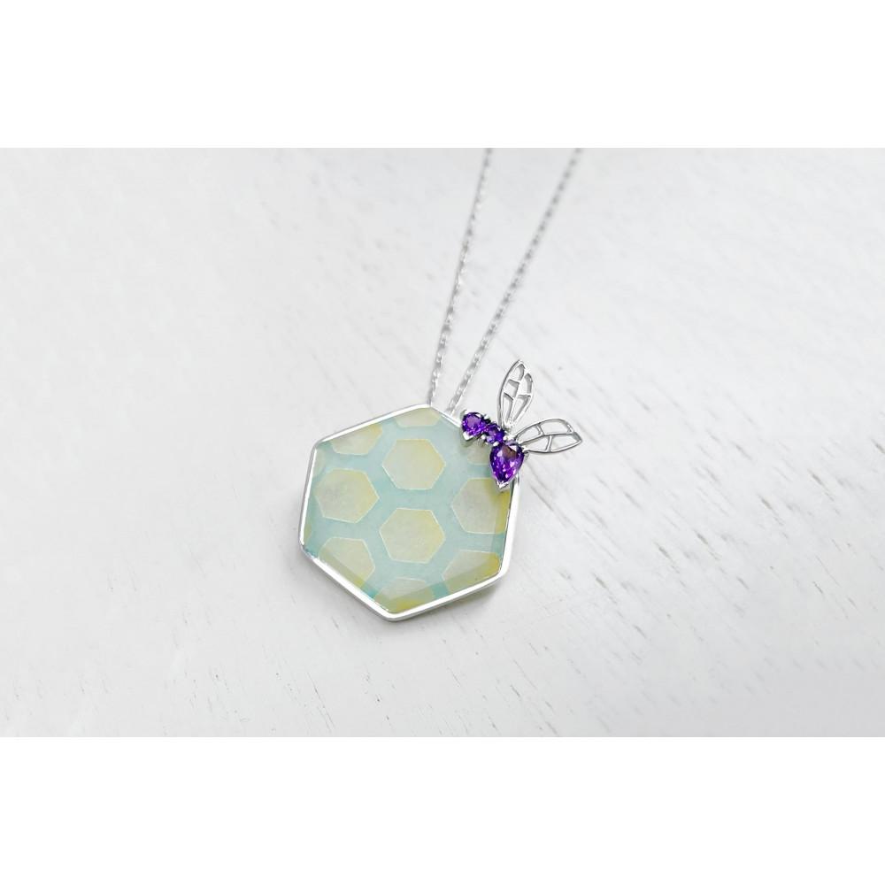 【ふるさと納税】【七宝ジュエリー】ミツバチ ブローチ・ペンダント（SV /アメジスト）- ギフト包装付き - サムネイル3