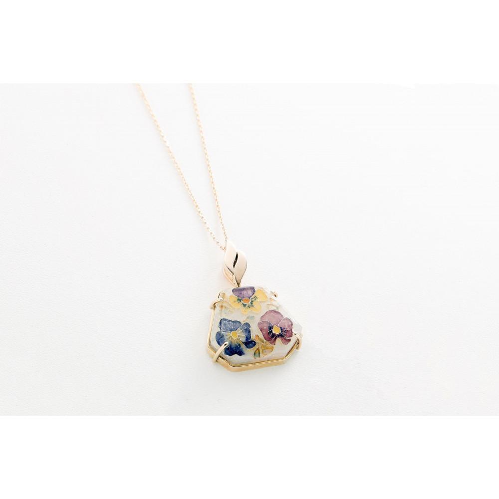 【七宝ジュエリー】K10 香水瓶のペンダント（パンジー）- ギフト包装付き -