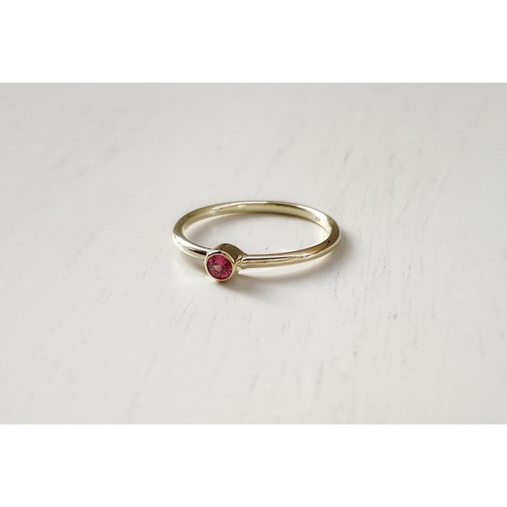 【プレゼント包装付き】丸い誕生石リング（K18）