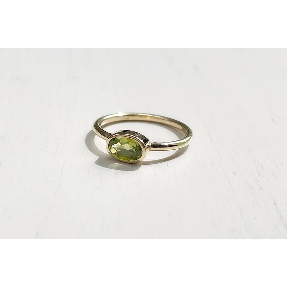 【プレゼント包装付き】楕円の誕生石リング（K18）