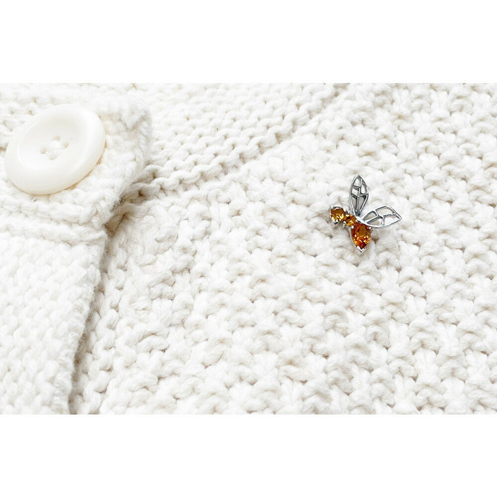 【プレゼント包装付き】ミツバチ ピンバッジ（SV /シトリン） | アクセ ファッション 人気 おすすめ 送料無料