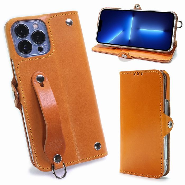 iPhone 13 Pro Max 手帳型 レザーケース 栃木レザー 2.ノーマル キャメル＜左開き＞